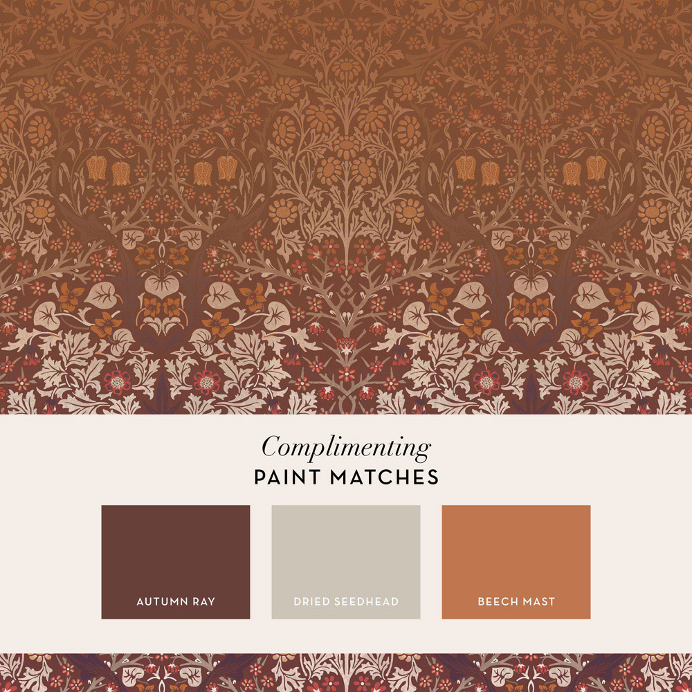 William Morris Blackthorn Red Mural Image 2