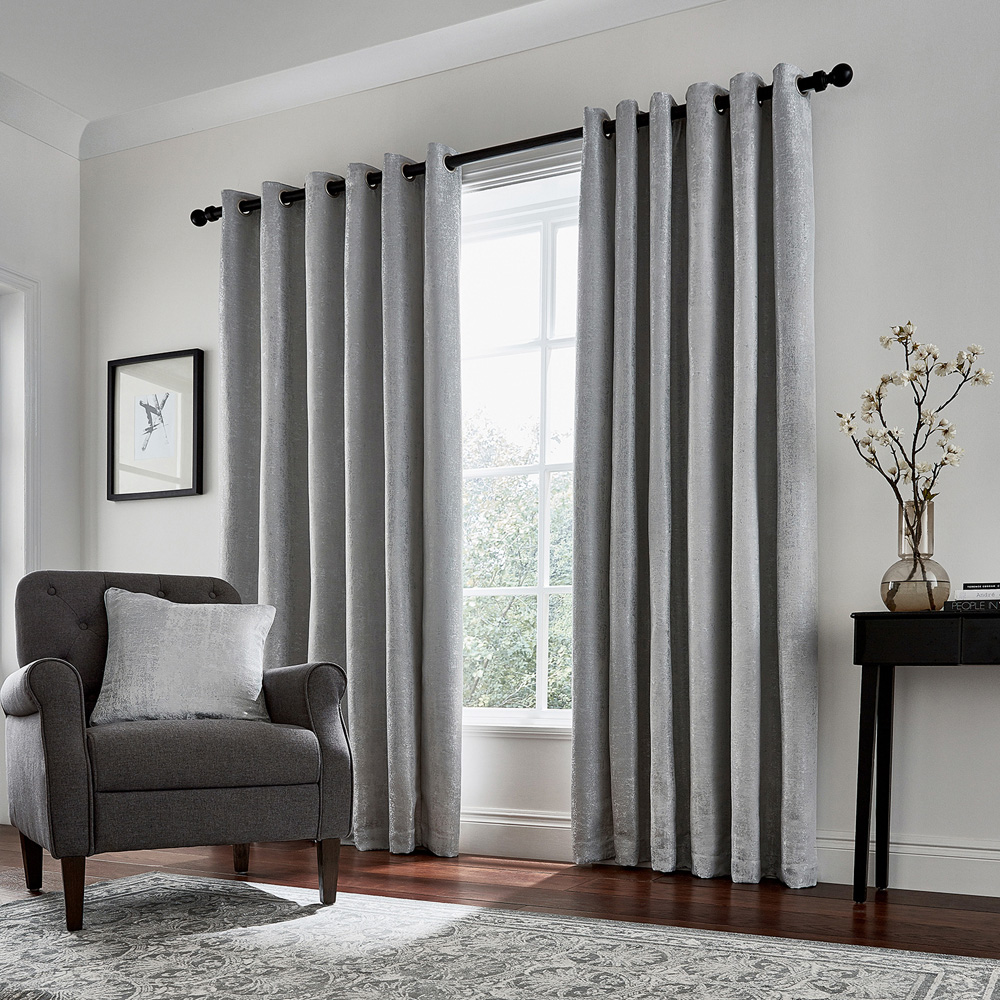 Helena Springfield Roma Lined Silver Eyelet Curtains 228 x 228cm Image 4