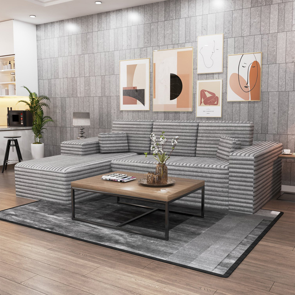 M N Furniture Smart 3 Seater Grey Left Hand L-Shape Corner Sofa Image 4