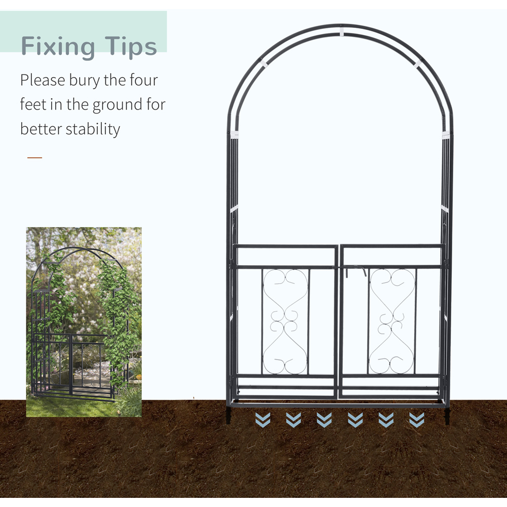 Outsunny Metal Garden Arch with Double Gate Image 6