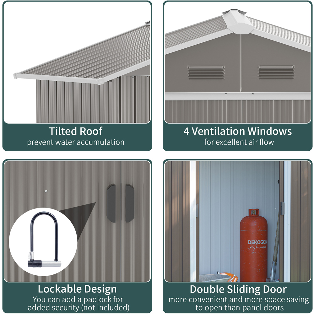 Outsunny 6.5 x 3.5ft 2 Door Grey Metal Garden Storage Shed Image 6