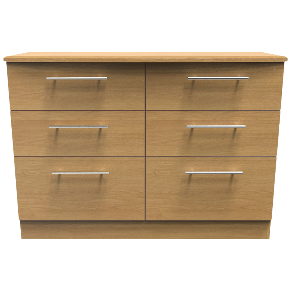 Crowndale Sherwood 6 Drawer Oak Wide Midi Chest of Drawers Image 2