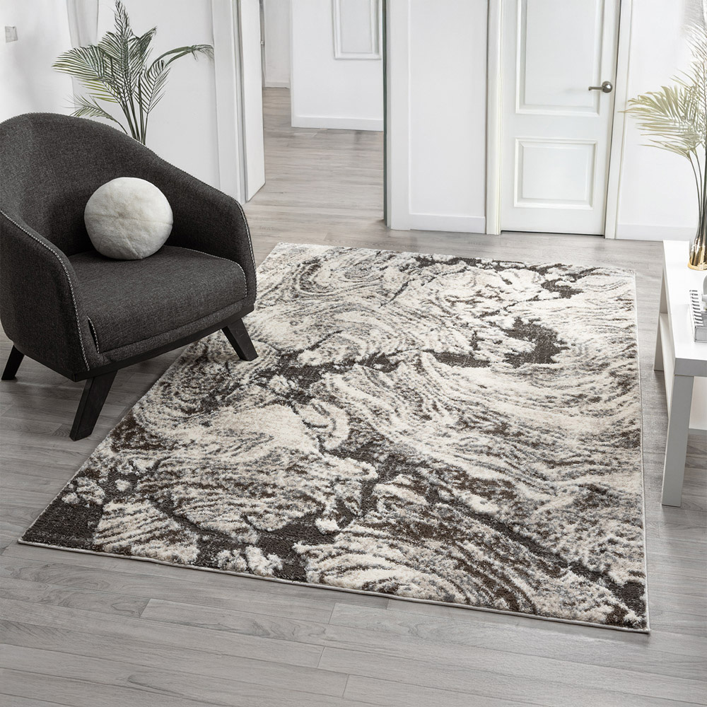 Desire Rugs Eleanor Grey Abstract Embossed Rug 200 x 290cm Image 2