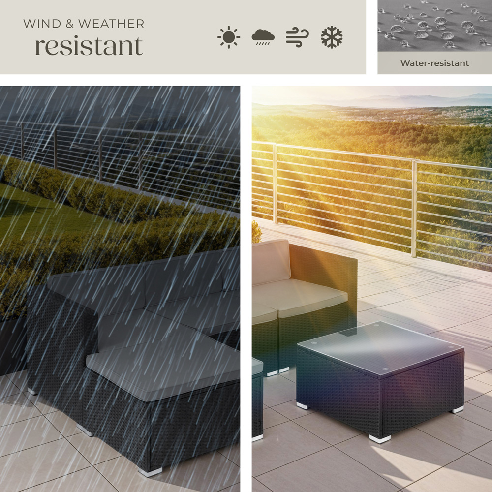 tectake Lignano 4 Seater Black Rattan Garden Sofa Set Image 7