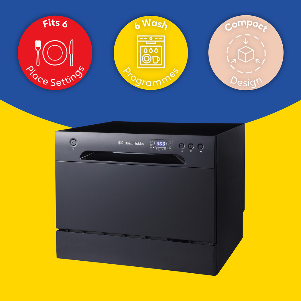 Russell Hobbs RHTTDW6B Black 6 Place Setting Table Top Dishwasher Image 4