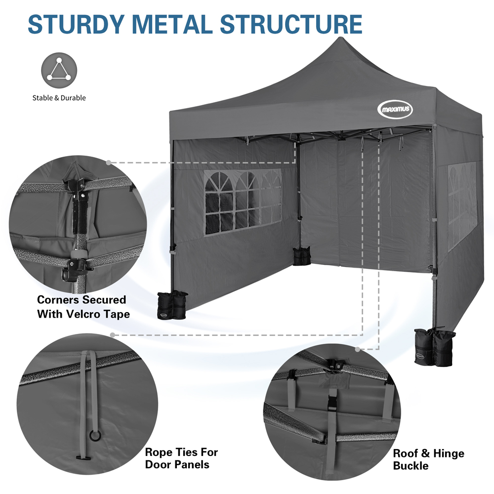 Maximus Grey Pop Up Outdoor Gazebo with Removable Sides 3 x 3m Image 8
