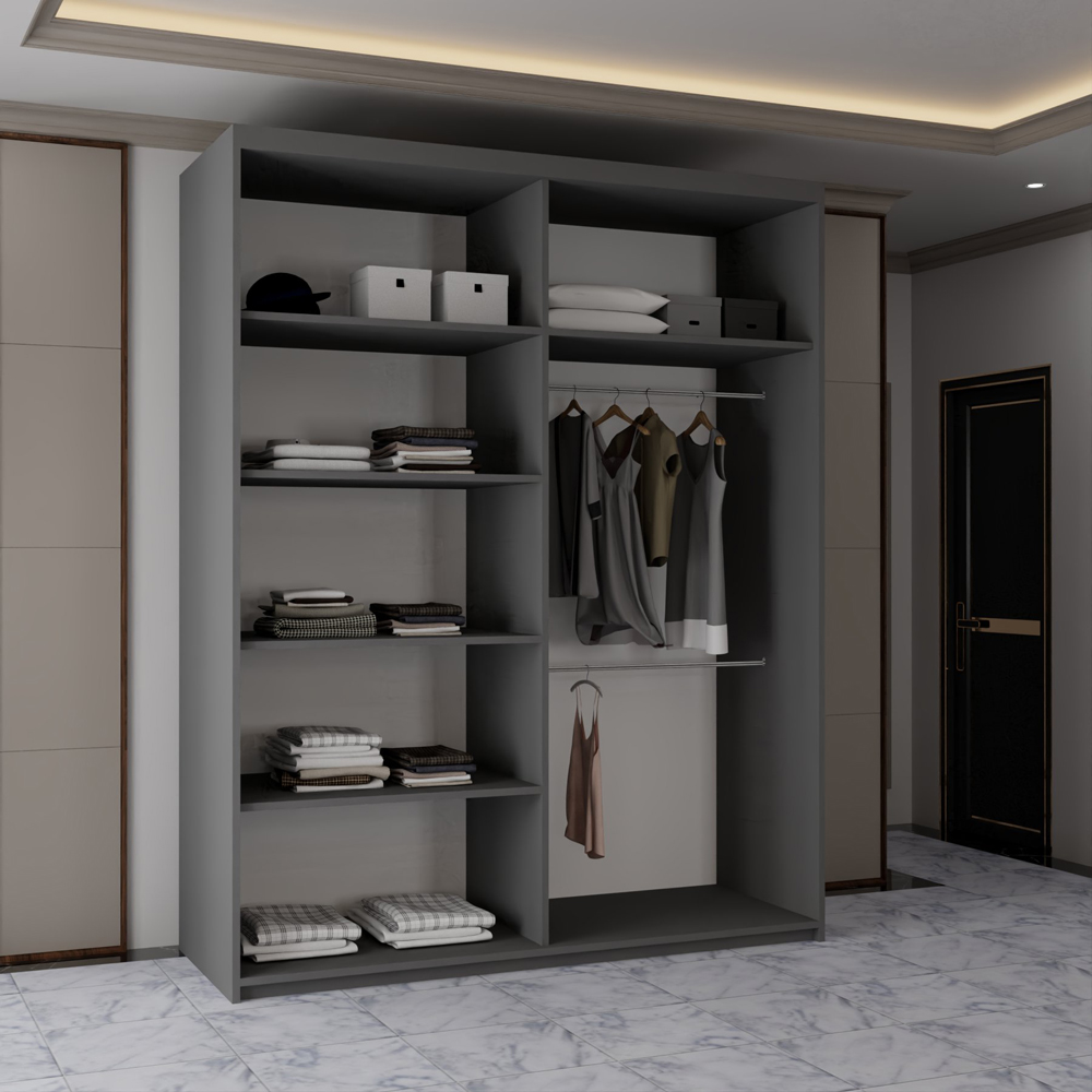 Sliding Wardrobes 4U 2 Sliding Door Grey Modern Full Length Mirrored Wardrobe Image 4