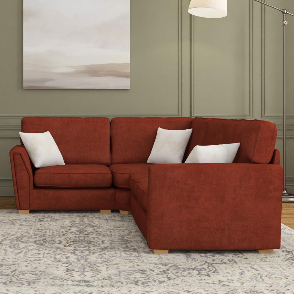 Wendleberry 3 Seater Marmalade Plush Velvet Fixed Back Left Hand Corner Sofa Image 5