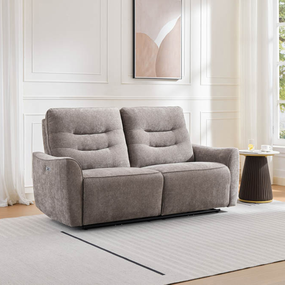 Midtown 3 Seater Stone Fabric Recliner Sofa Image 7