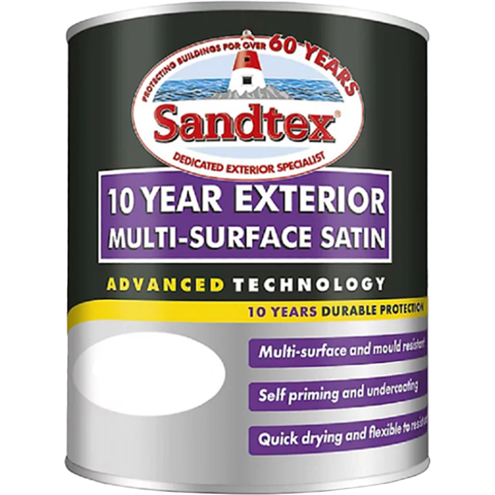 Sandtex Retail Black Multi Surface Satin Paint 750ml Image 2