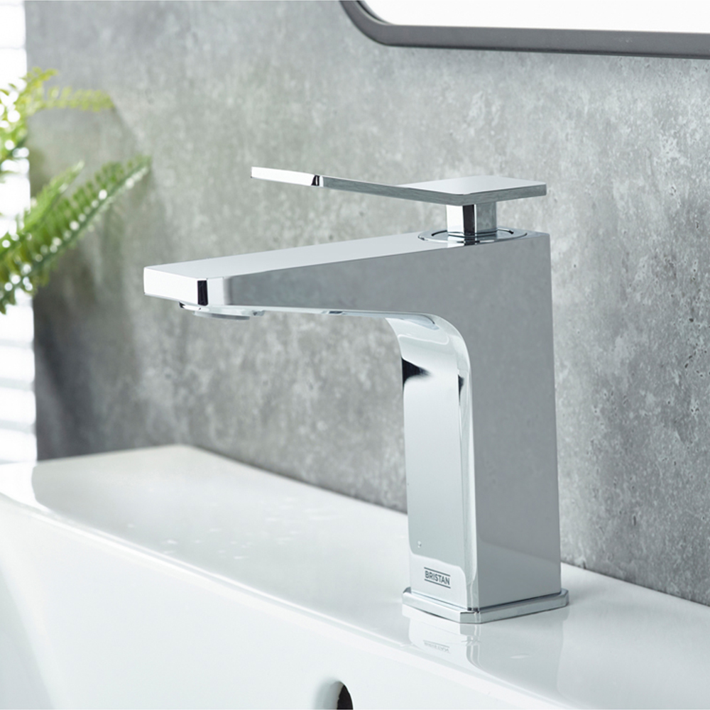 Bristan Tangram Chrome Cool Start Basin Mixer with Clicker Waste Image 6