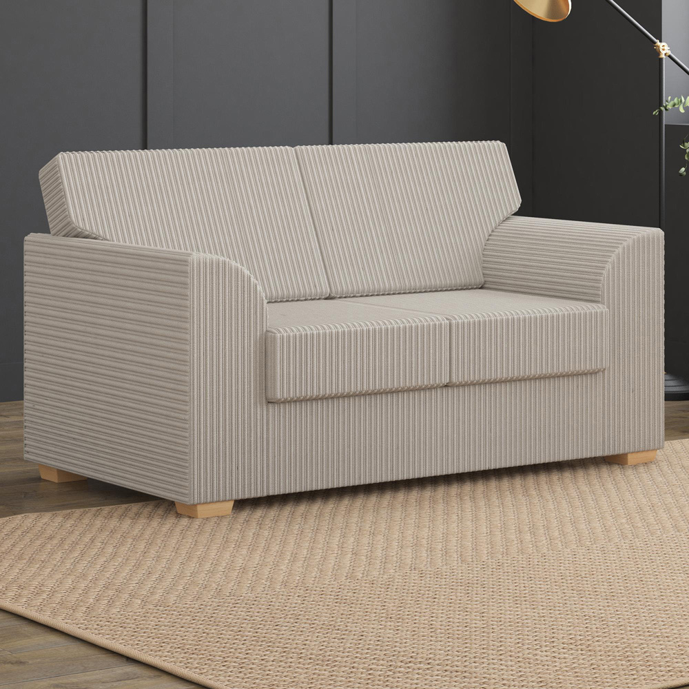 Modo 5 Seater Stone Jumbo Cord Fixed Back Sofa Set Image 4