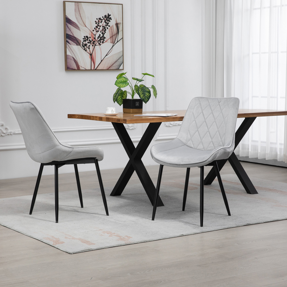 Artemis Home Bovino Set of 2 Silver Velvet Fabric Dining Chairs Image 5