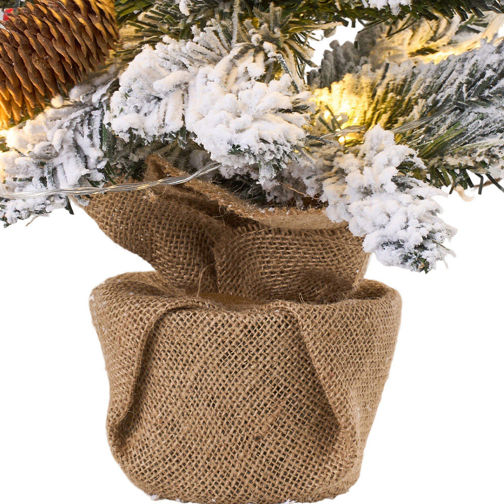 Living and Home Snow-Frosted Tabletop Artificial Christmas Tree 1.8ft with String Light Image 5