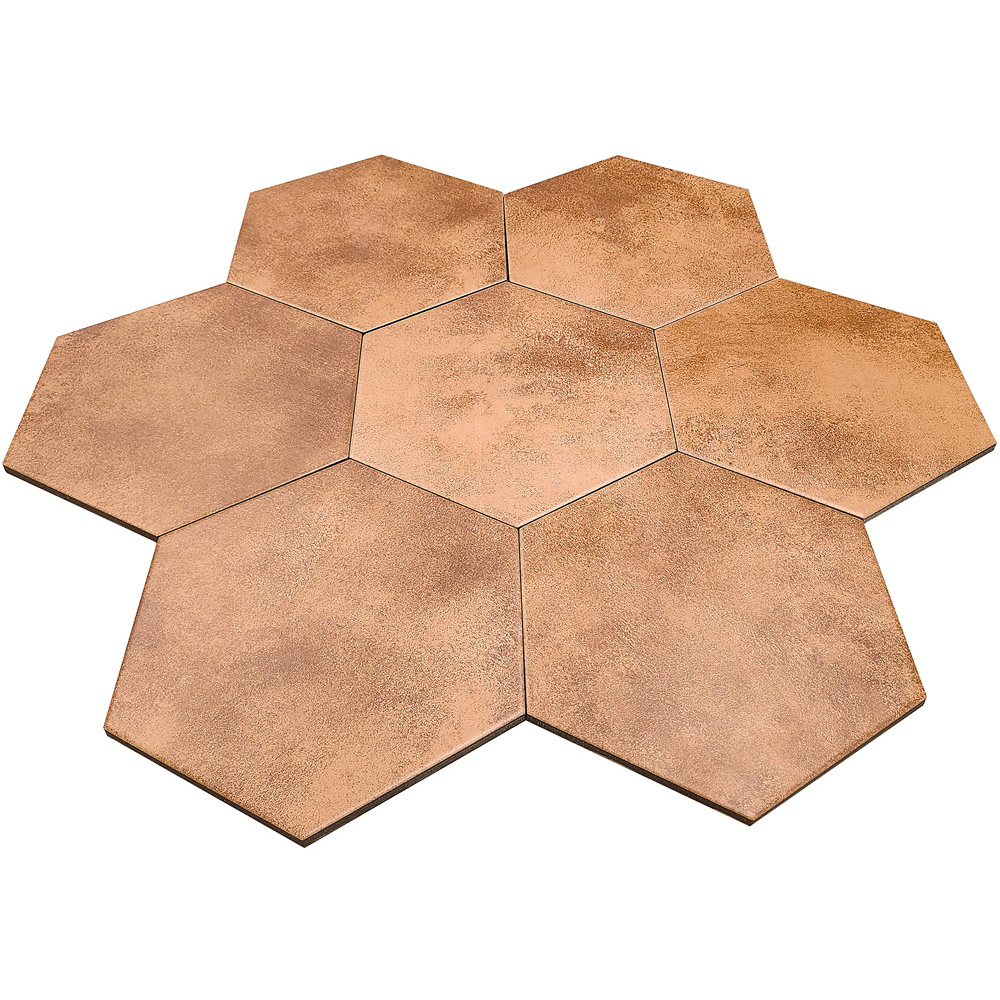 Top Ceramics Brown Copper Hexagon Porcelain Wall Tile 215 x 250mm Image 3