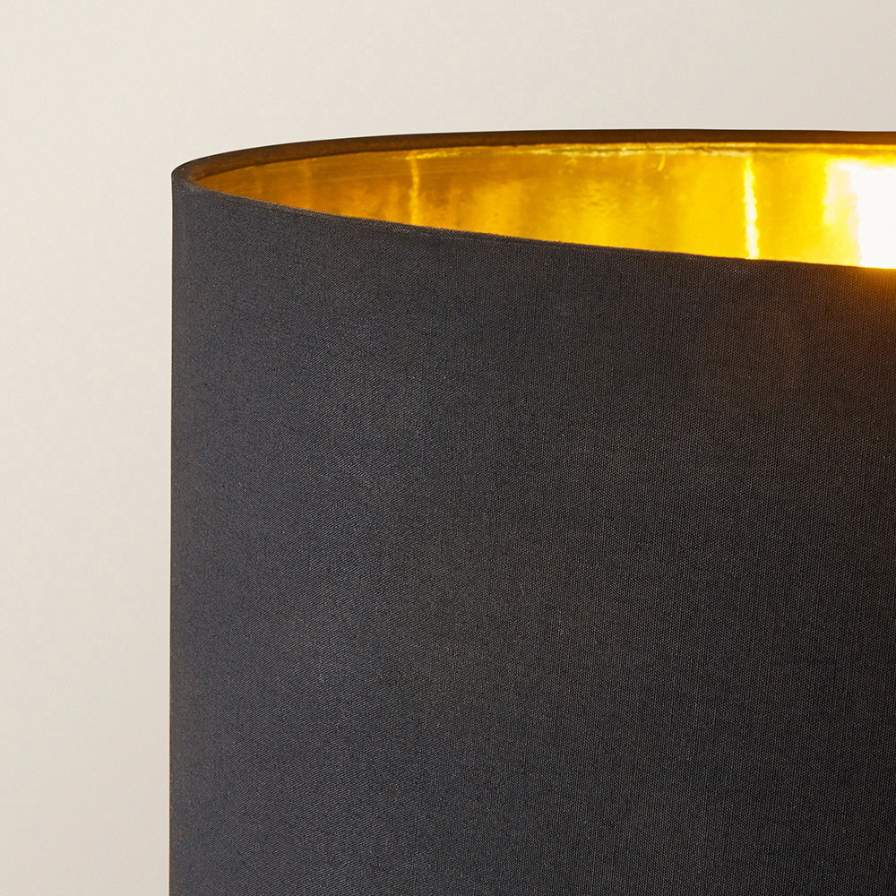 ValueLights Christina Black and Gold Drum Palm Leaf Floor Lamp and Bulb Image 3