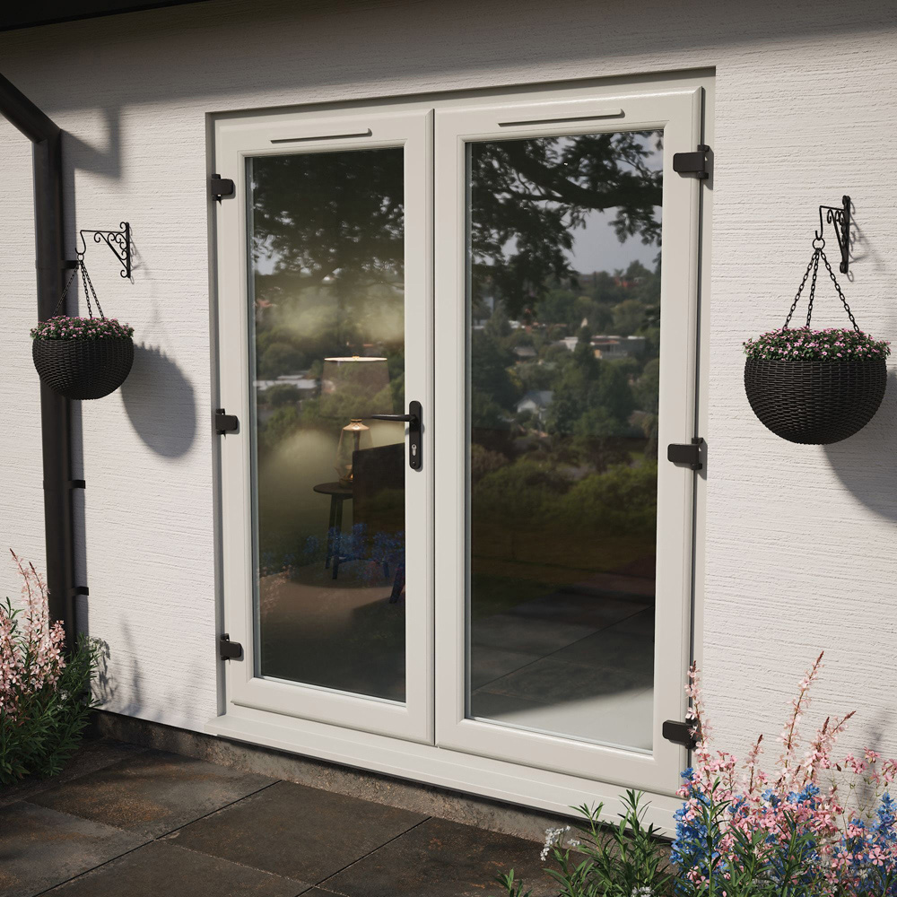 Crystal Agate and White LH Master Clear Glass uPVC Double Glazed French Door 1690 x 2055mm Image 2