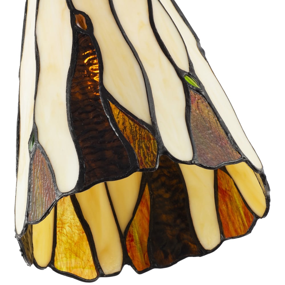 Happy Homewares Amber Stained Glass Tiffany Pendant Light Shade with Coloured Gems Image 5
