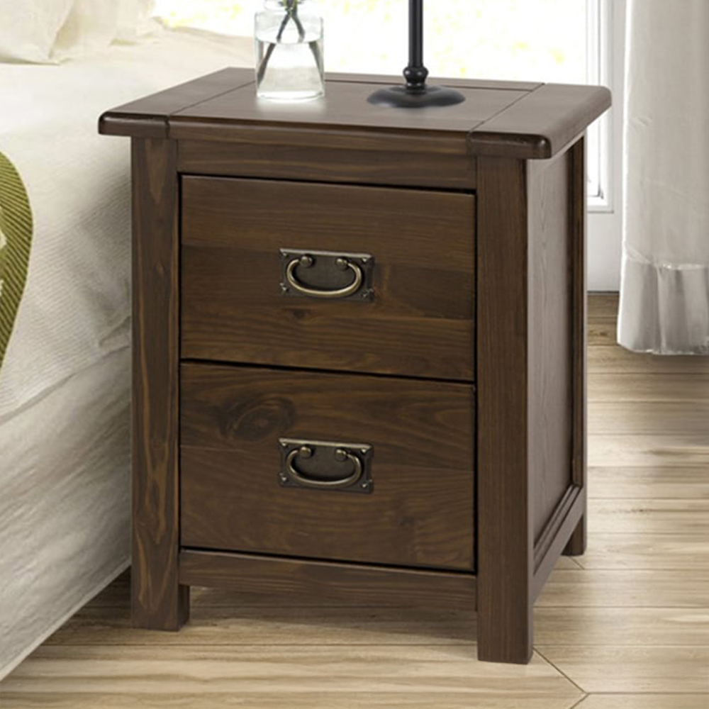 Boston 2 Drawer Dark Lacquer Bedside Table Image 1