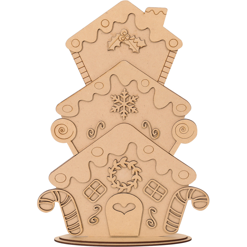 Wooden Christmas Village Decoration - Brown Image 2