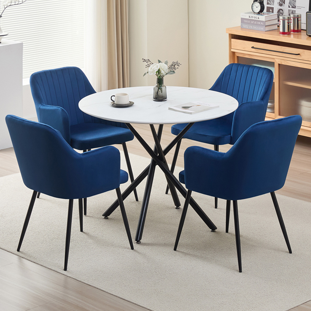 Indoor Living Seattle Charlotte 4 Seater Round Dining Set Blue Image 1