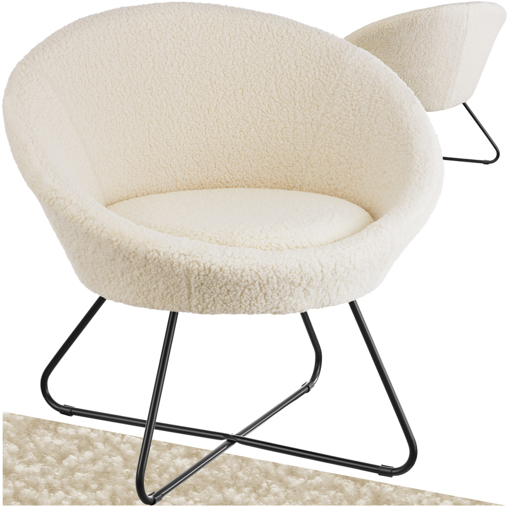 tectake Centera Off White Boucle Accent Chair Image 2