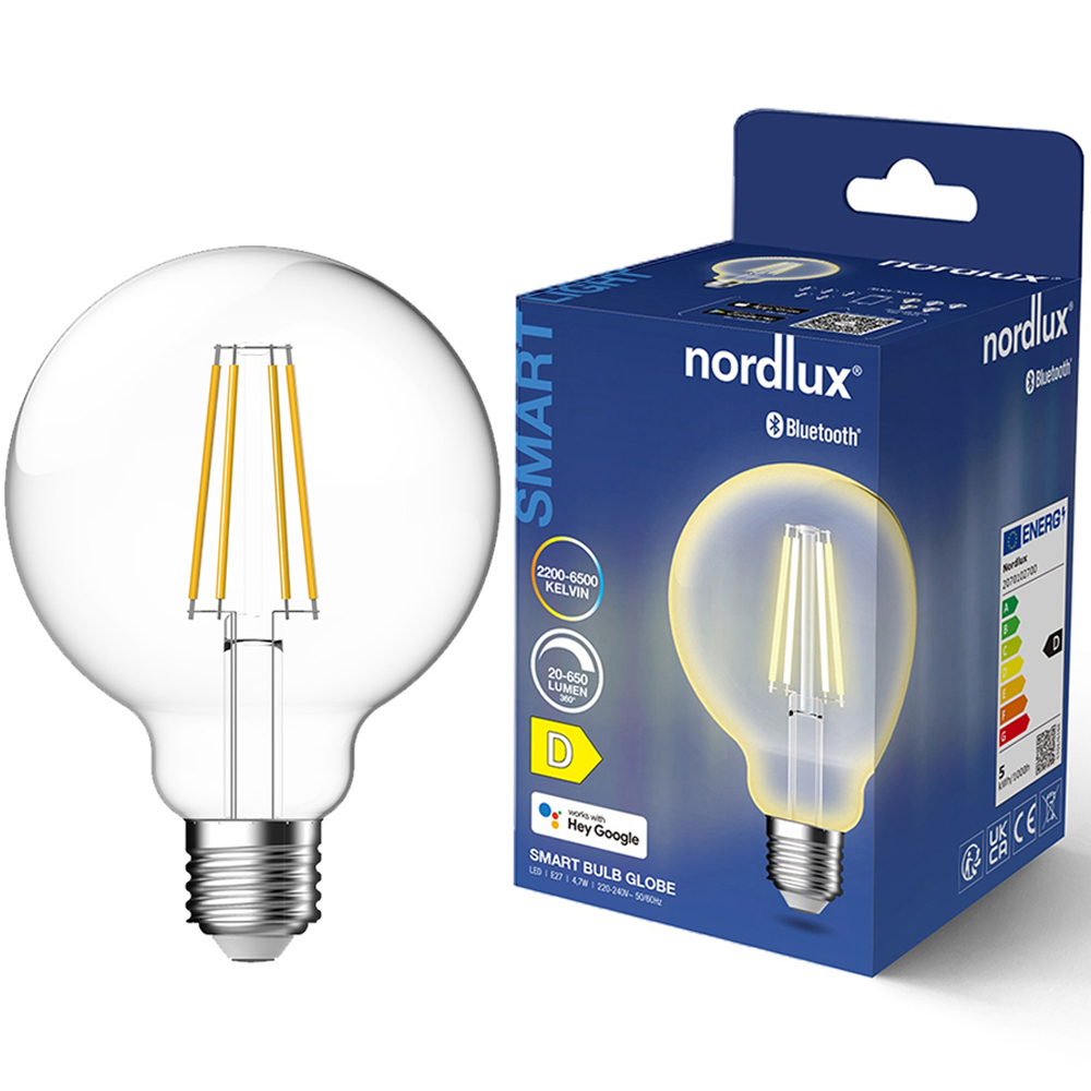 Nordlux Smart G95 E27 650 Lumen Clear Light Bulb Image 3
