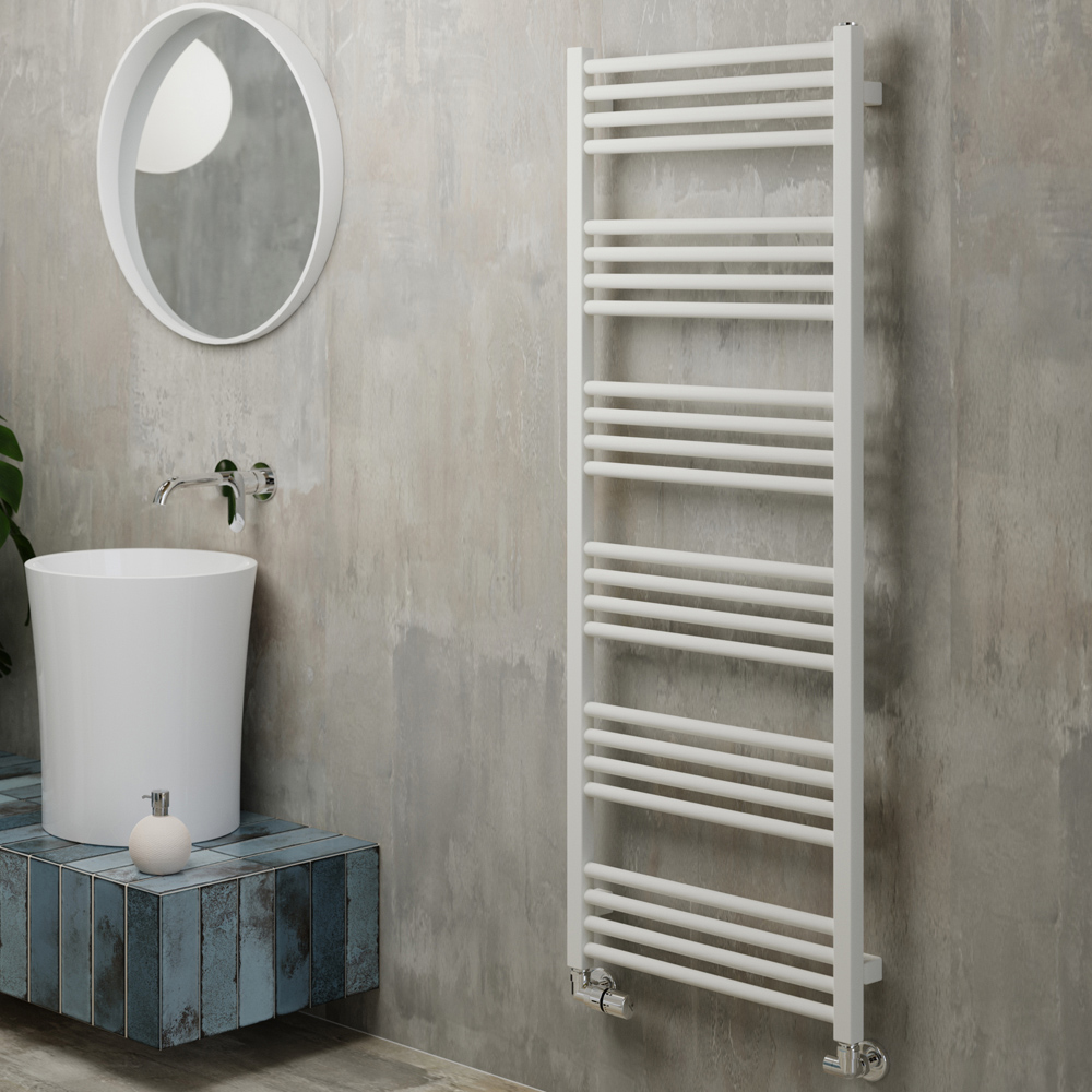 Terma Fiona 200BTU Soft Matt White Heated Towel Rail 1380 x 500mm Image 2