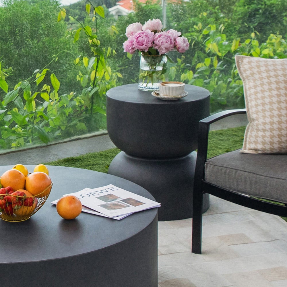 Elementi Chronos Slate Black GRC Side Table Image 4