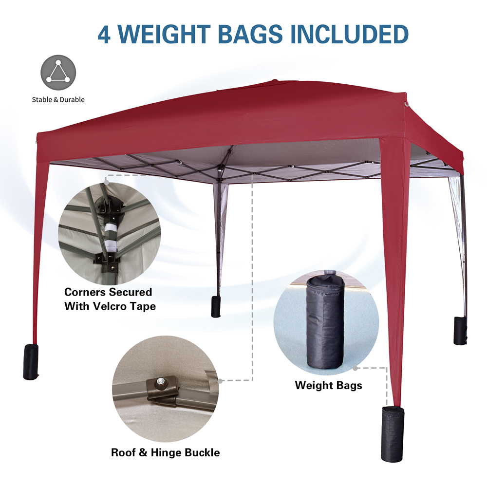 Red Pop Up Outdoor Canopy Tent with Removable Sidewalls 3 x 3m Image 6