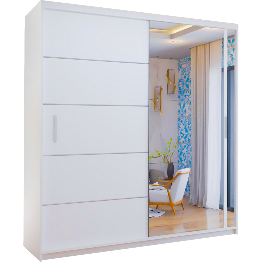 M N Furniture Venece 2 Door White Mirrored Sliding Wardrobe 203cm Image 2