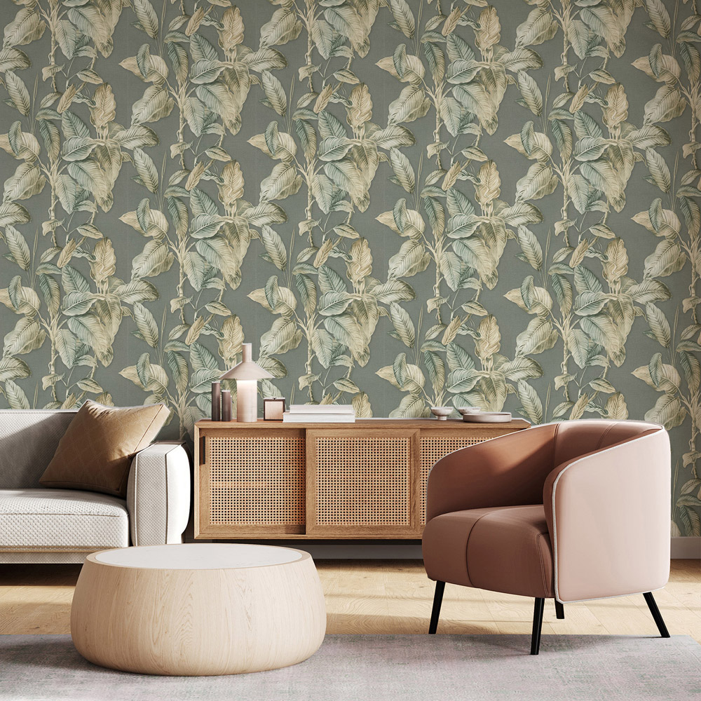 Rasch Wallpaper Boho Palm Chalky Blue Wallpaper Image 3
