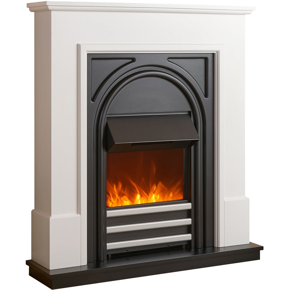Adam Warwick Pure White and Black Cast Effect Fireplace Suite 36 inch Image 1