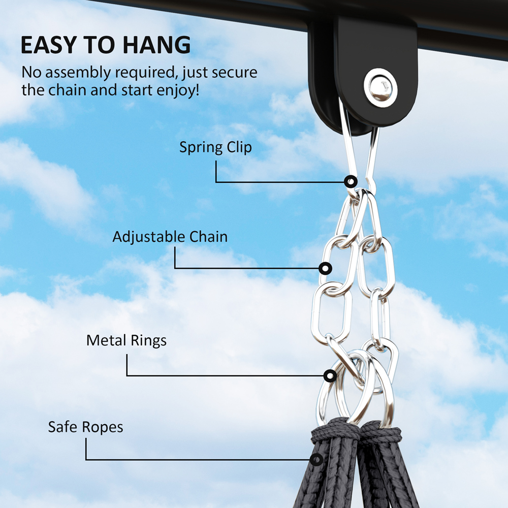 Outsunny Boho Dark Grey Hammock Chair Image 7