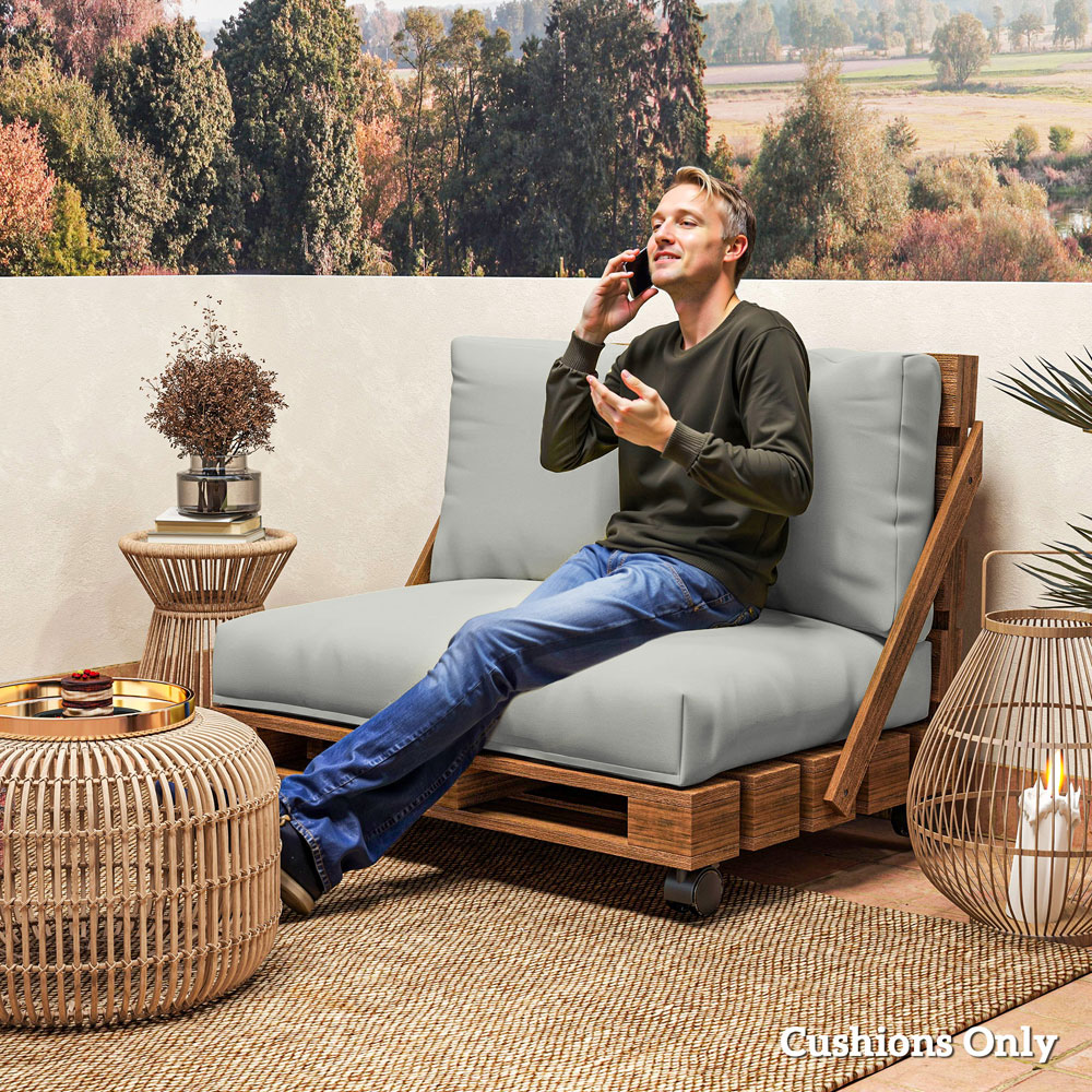 Outsunny 2 Seater Light Grey Garden Pallet Cushions 125 x 120cm 2 Pack Image 4