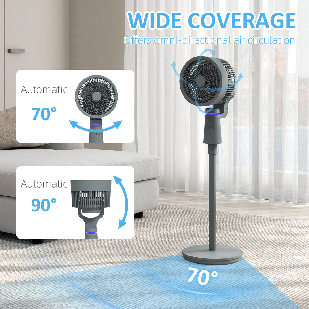 HOMCOM Grey Oscillating Pedestal Fan 37 inch Image 5