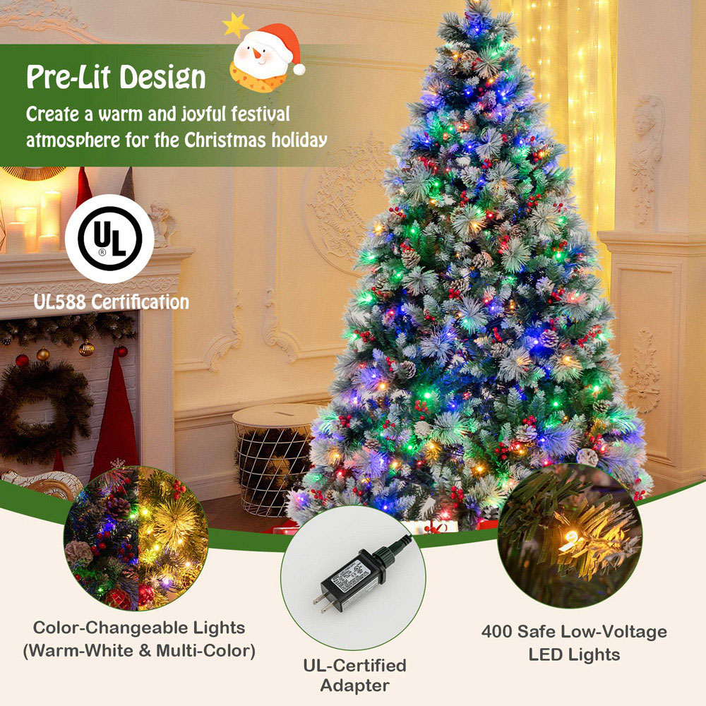 Costway Pre Lit Warm White LED Artificial Christmas Tree 7ft Image 4