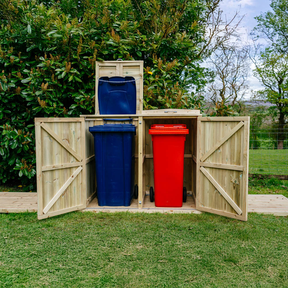 The Garden Village Shireburn 360L Double Wheelie Bin Shed Image 9