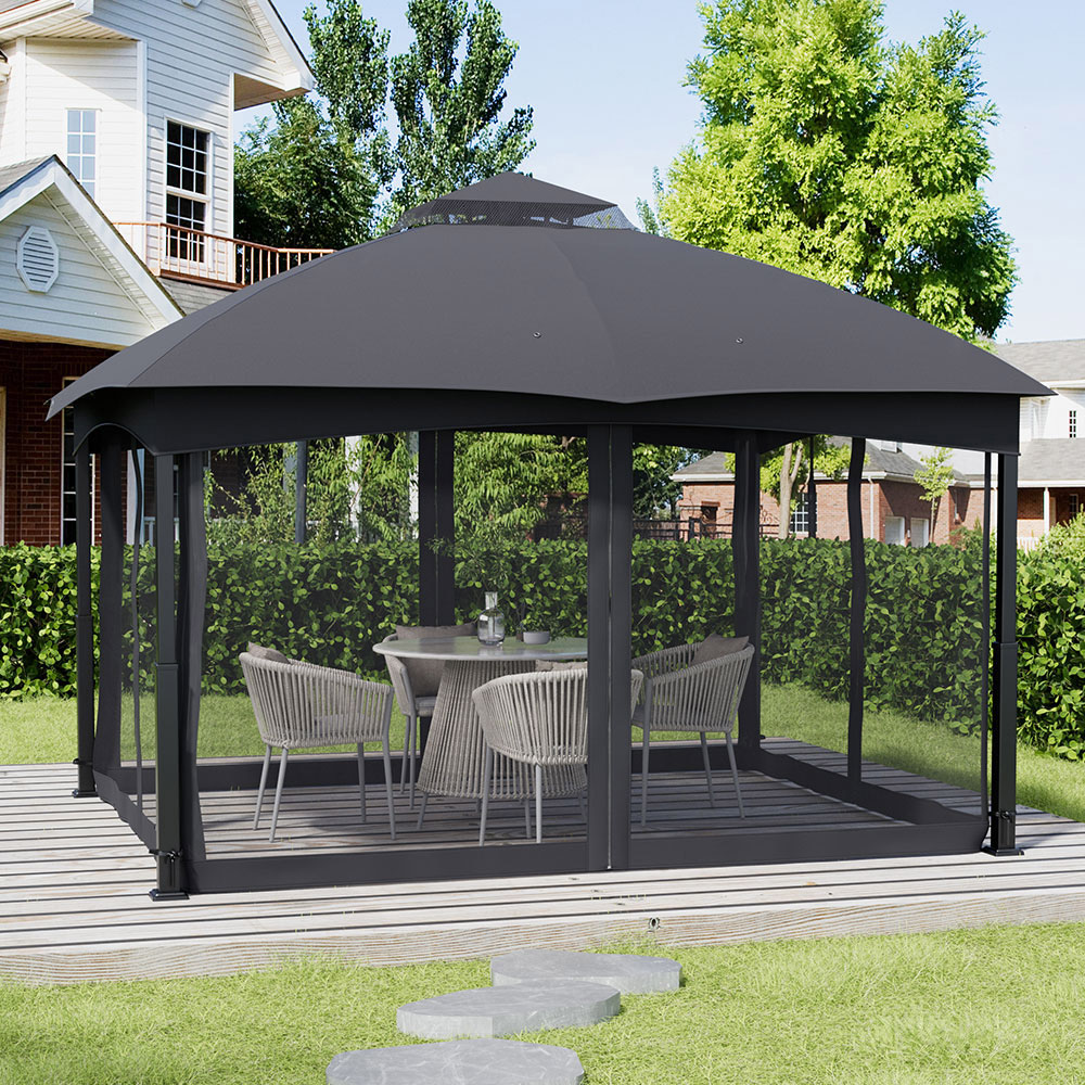 Living and Home 4 x 3.25m Garden Gazebo with Mesh Netting Image 7