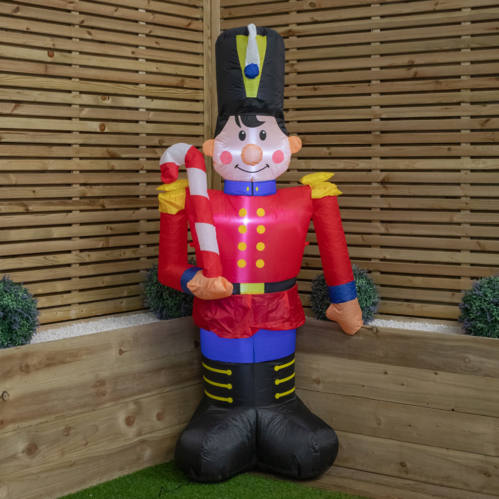Samuel Alexander Inflatable Light Up Toy Soldier with Candy Cane Christmas Decoration 6ft Image 2