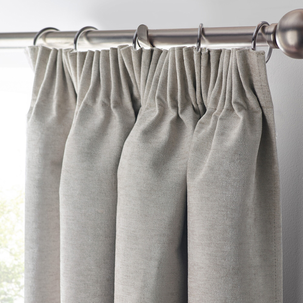 Alan Symonds Silver Chenille Blackout Pencil Pleat Curtains 117cm x 183cm Image 2