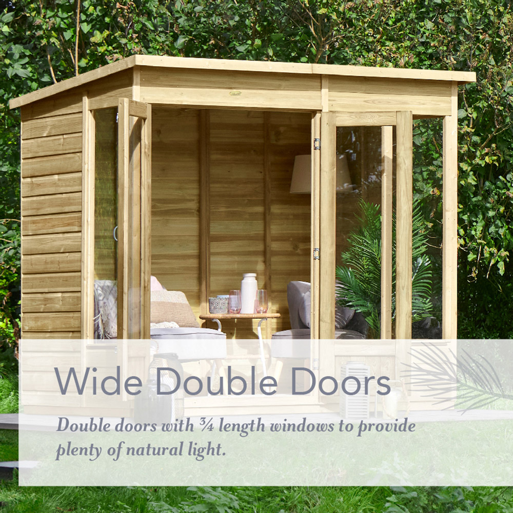 Forest Garden 7 x 5ft Beckwood Double Door 4 Window Apex Summerhouse Image 4