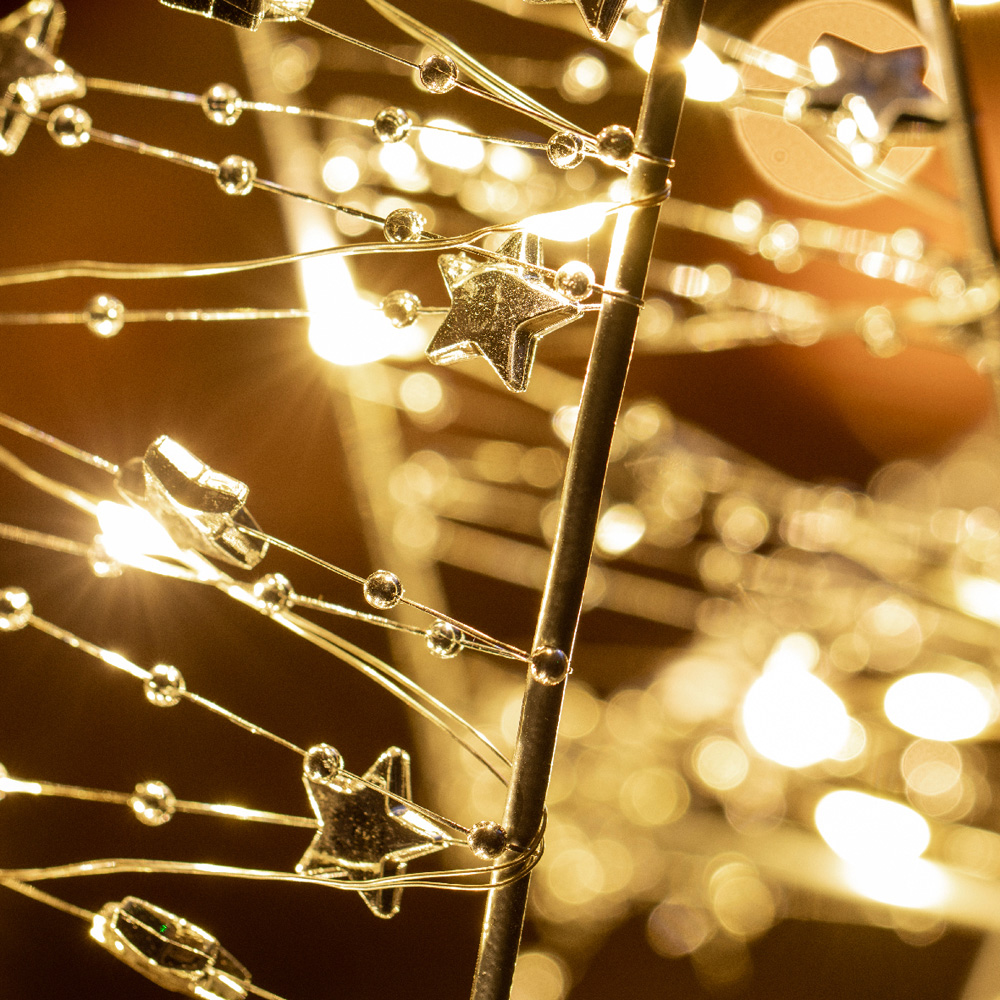 The Christmas Workshop 50 Warm White LED Light Up Metal Star Decoration with Reflective Beads 1.6ft Image 3