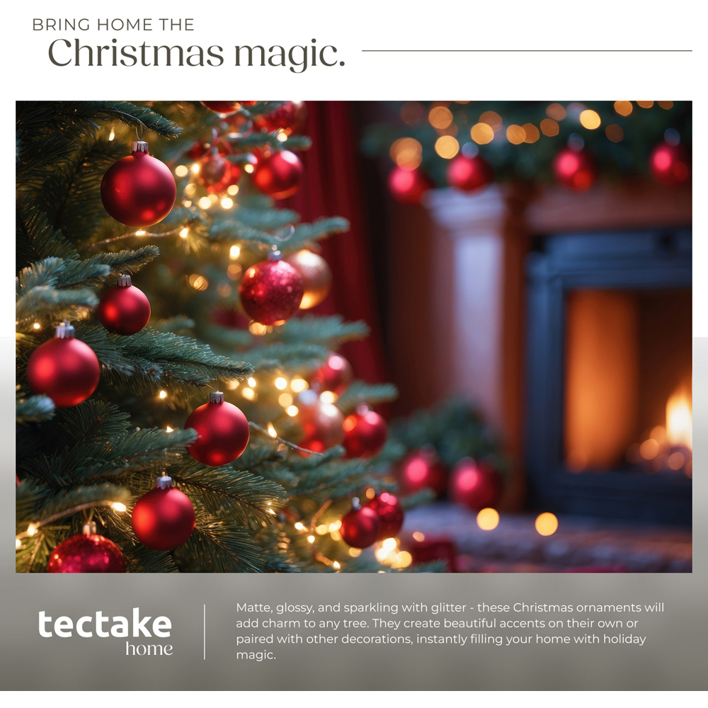 tectake Red Shatterproof Christmas Baubles 24 Pack Image 7