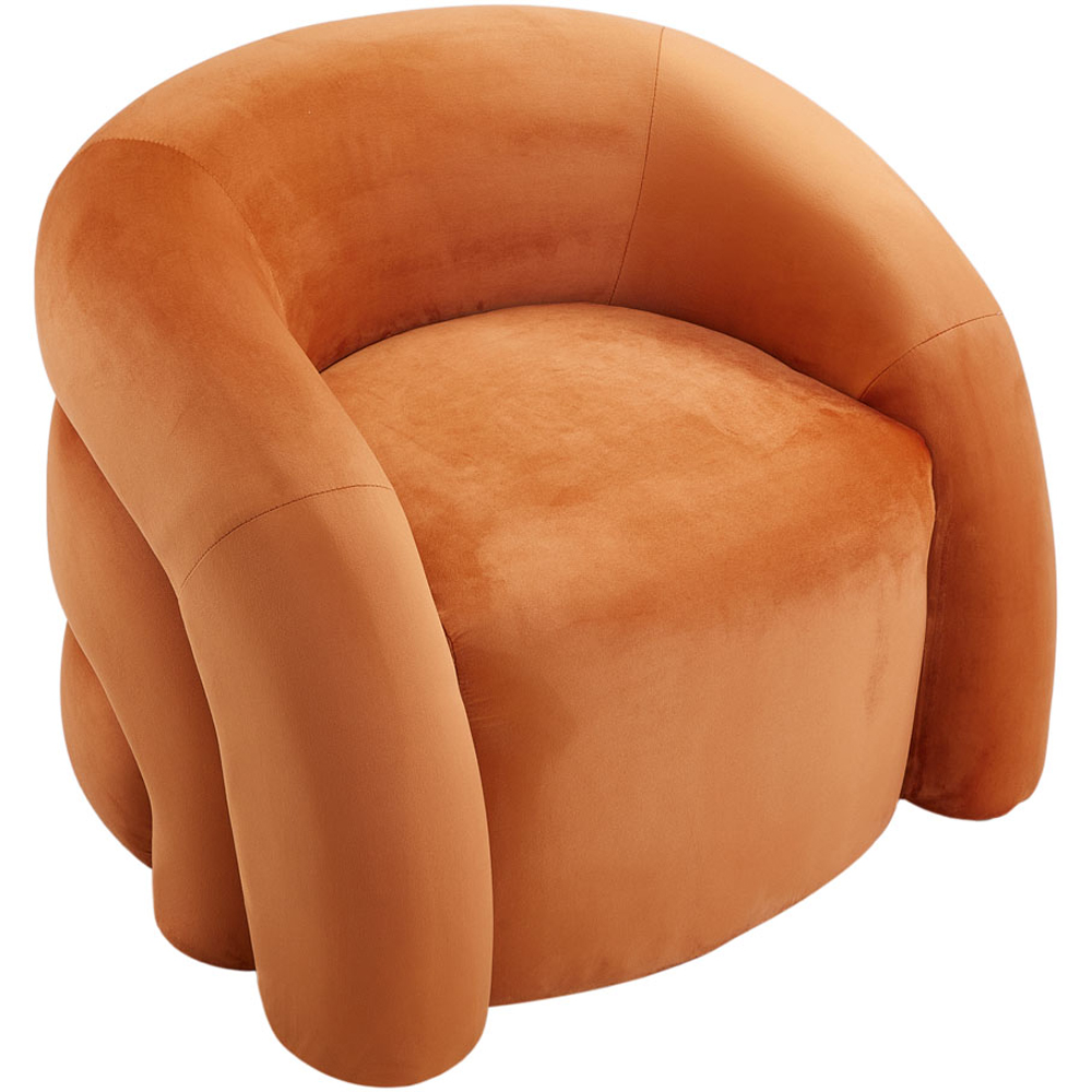 Living and Home Orange Velvet Artistic Wraparound Armchair Image 2