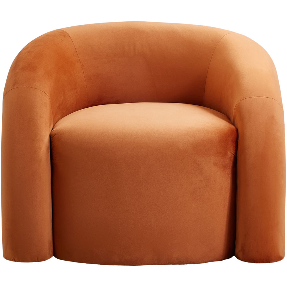 Living and Home Orange Velvet Artistic Wraparound Armchair Image 5