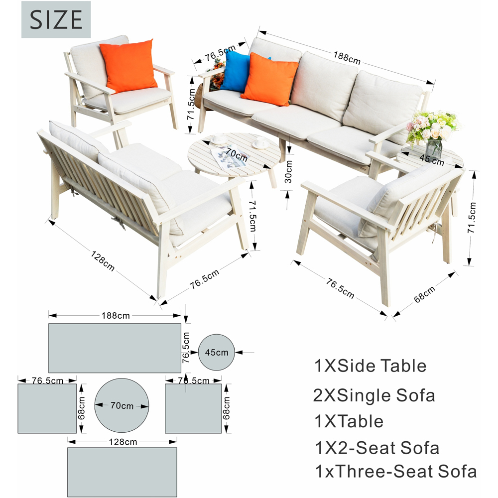 Direct Wicker Naturally Sanded 7 Seater Wooden Garden Sectional Sofa Set Image 9