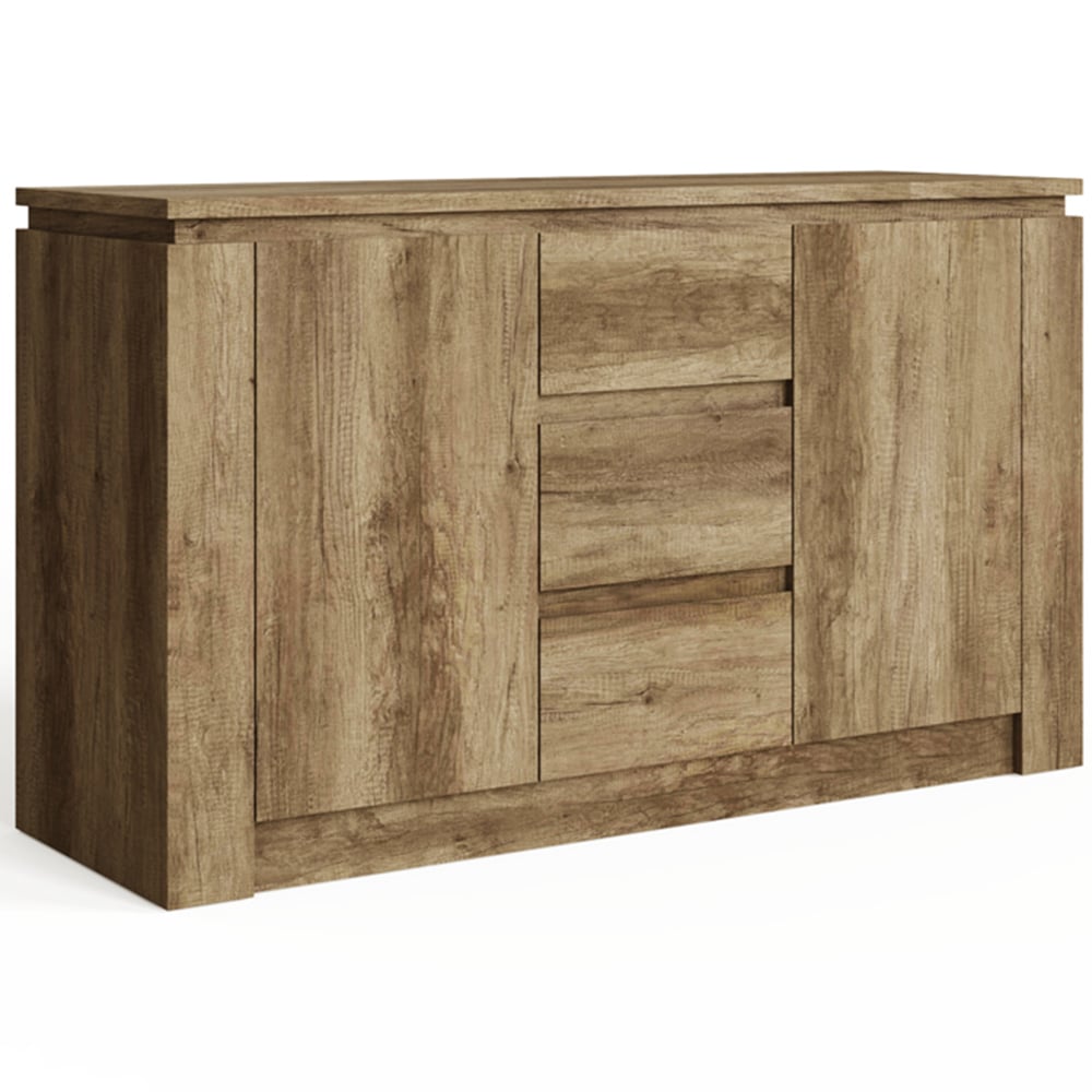 GFW Canyon 2 Door 3 Drawer Oak Grey Sideboard Image 2