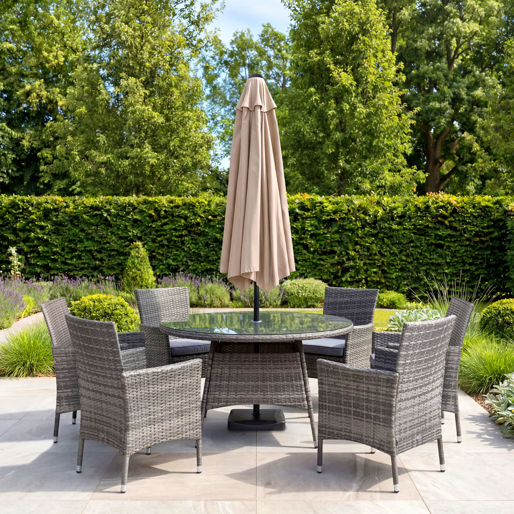 Charles Bentley Beige Metal Crank and Tilt Parasol 2.7m Image 4