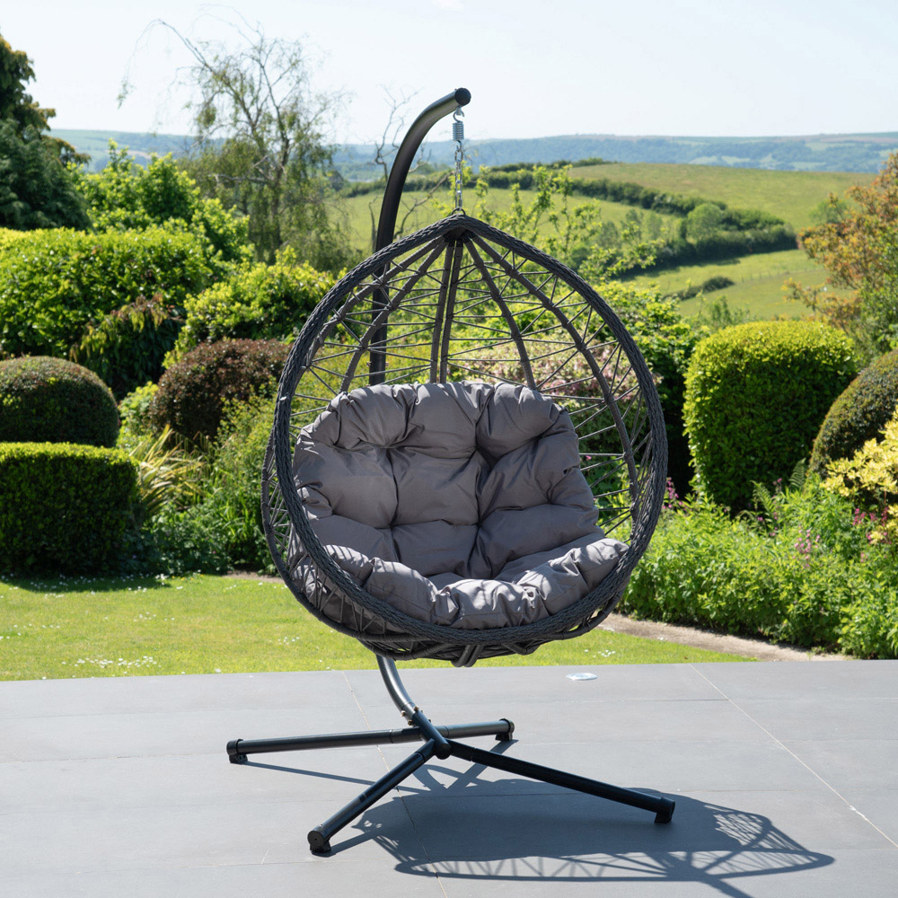 Artemis Home Lynton Dark Grey Garden Hanging Egg Chair Image 5